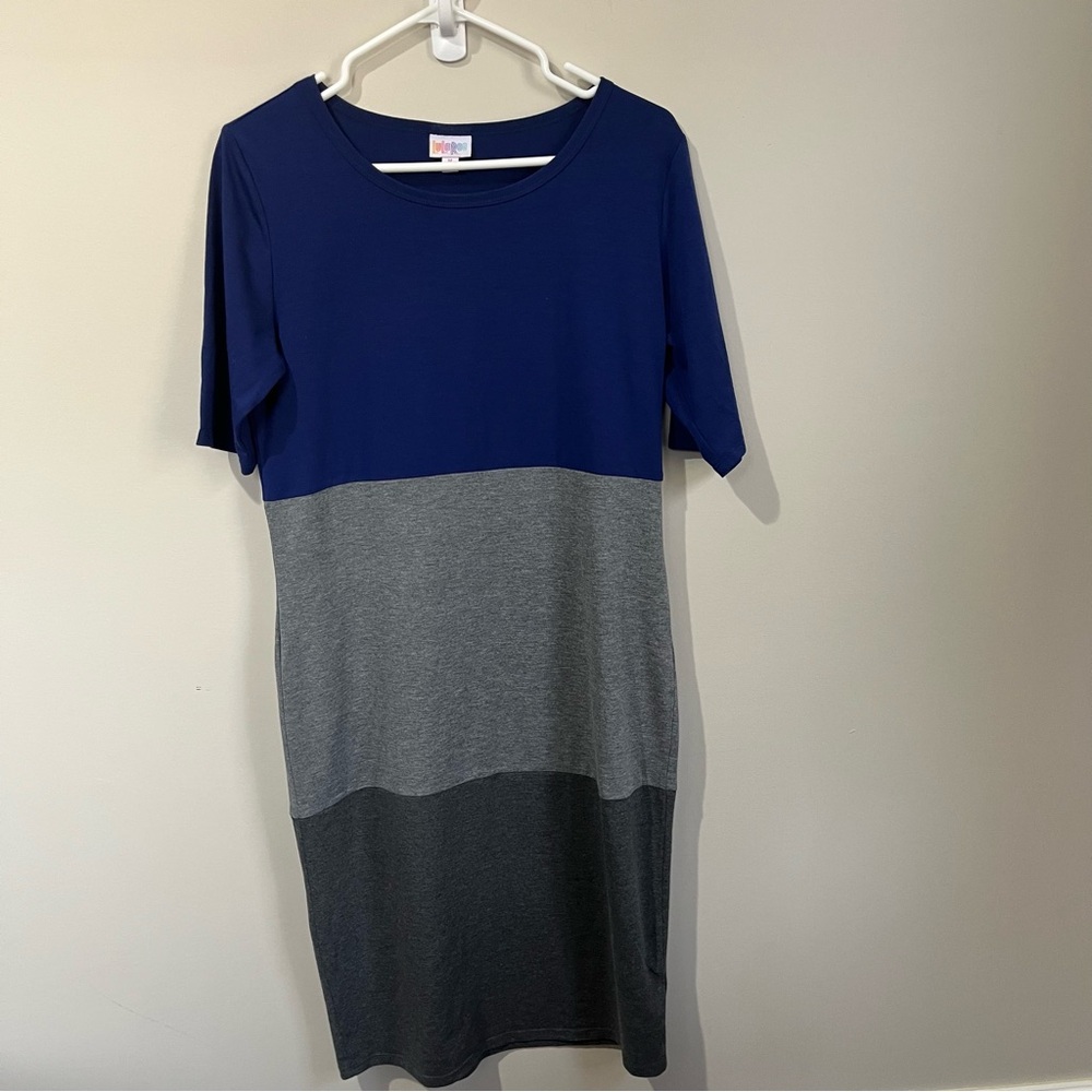 LuLaRoe Julia Color Block T-Shirt Dress - Size Medium